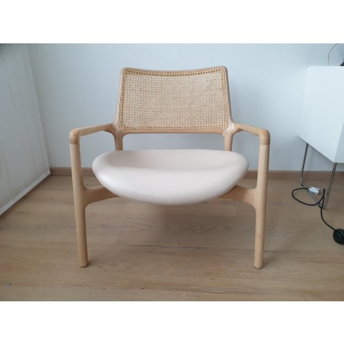 Sollos MAD Lounger in Cream 레더 & Solid Braided Beech by Jader Almeida for 01097