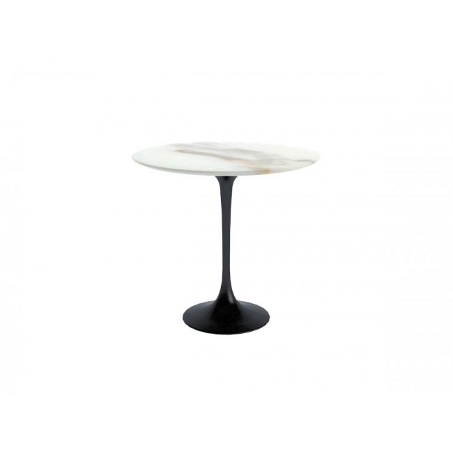 놀 사리넨 튤립 사이드 테이블 - 오발 마블 화이트 Base Knoll Studio Saarinen Tulip Side Table Oval Marble White 03928