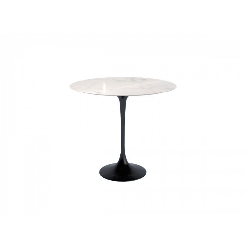 놀 사리넨 튤립 사이드 테이블 - 오발 마블 블랙 Base Knoll Studio Saarinen Tulip Side Table Oval Marble Black 03927