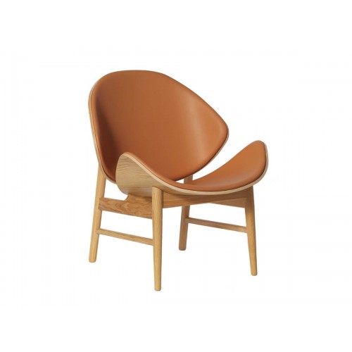 웜 노르딕 The 오렌지 라운지체어 - Fully Upholstered 레더 블랙 래커 Oak 프레임 Warm Nordic Orange Lounge Chair Leather Black Lacquered Frame 01062