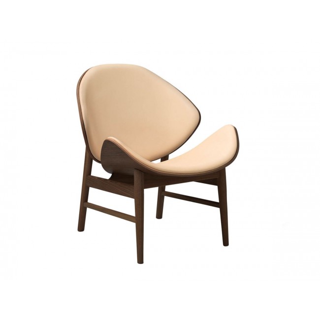 웜 노르딕 The 오렌지 라운지체어 - Fully Upholstered 레더 블랙 래커 Oak 프레임 Warm Nordic Orange Lounge Chair Leather Black Lacquered Frame 01062