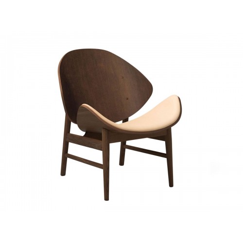 웜 노르딕 The 오렌지 라운지체어 - Seat Upholstered 레더 화이트 오일 오크 프레임 Warm Nordic Orange Lounge Chair Leather White Oiled Oak Frame 00755
