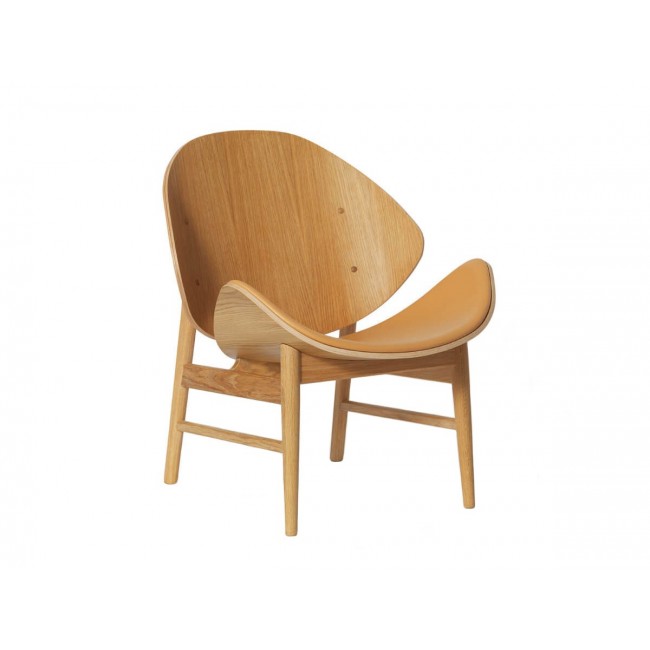 웜 노르딕 The 오렌지 라운지체어 - Seat Upholstered 레더 스모크드 오크 프레임 Warm Nordic Orange Lounge Chair Leather Smoked Oak Frame 00754