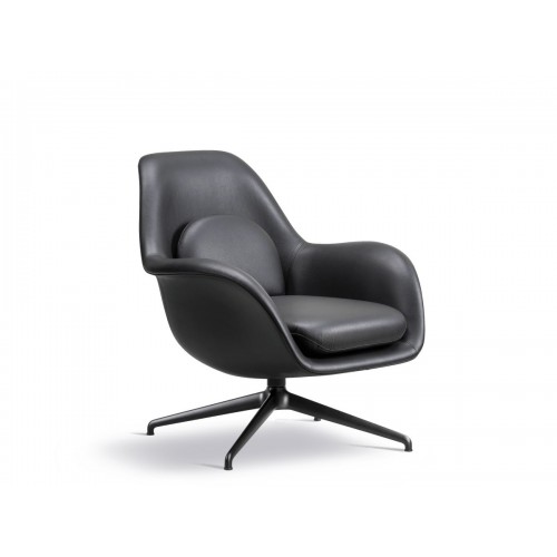 프레데리시아 Swoon Petit 라운지체어 with 스위블 Base - 레더 Polished 알루미늄 베이스 Fredericia Lounge Chair Swivel Leather Aluminium 00677