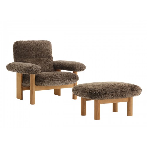 메누 Brasilia 라운지체어 & 오토만 Sheepskin 네추럴오크 Base MENU Lounge Chair Ottoman – Natural Oak 00509