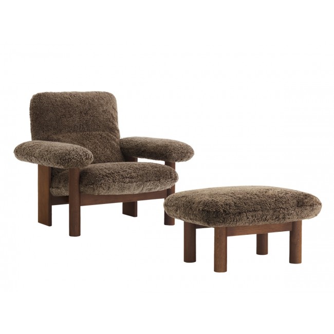 메누 Brasilia 라운지체어 & 오토만 Sheepskin 네추럴오크 Base Menu Lounge Chair Ottoman – Natural Oak 00509