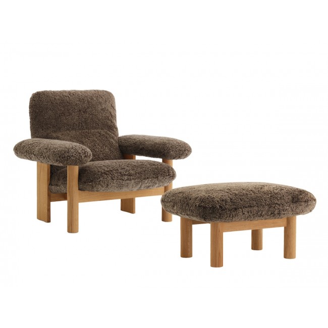 메누 Brasilia 라운지체어 & 오토만 Sheepskin 다크 Stained Oak Base Menu Lounge Chair Ottoman – Dark 00508