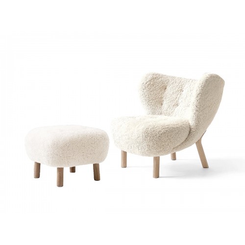 앤트레디션 VB1 Little Petra 라운지체어 & ATD1 푸프 화이트 오일 오크 Base &Tradition Lounge Chair Pouf White Oiled Oak 00506