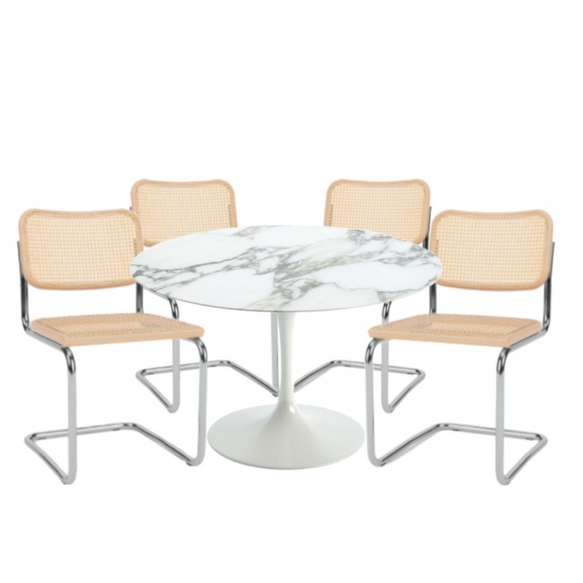 놀 사리넨 튤립 테이블 and 세스카 체어 의자 다이닝 Set - 120cm Diameter Knoll Studio Saarinen Tulip Table Cesca Chair Dining 04770