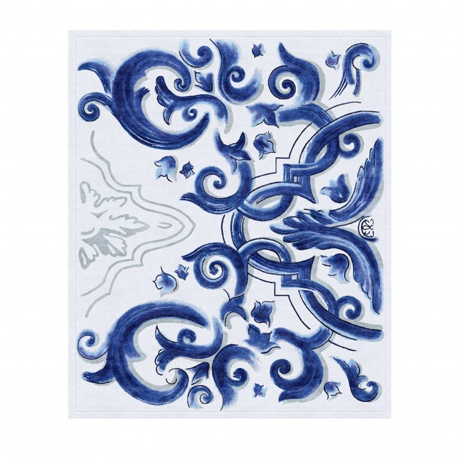 Tapis Rouge Biancafiore 직사각형 블루 & 화이트 러그 15440