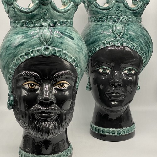 DD Ceramiche Siciliane Luis Giant Lady 그린 Moors Head 14727