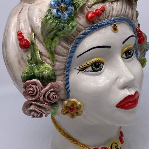 DD Ceramiche Siciliane Lady MEDI테라NEO Moors Head 화병 꽃병 플라워S & 과일 14705