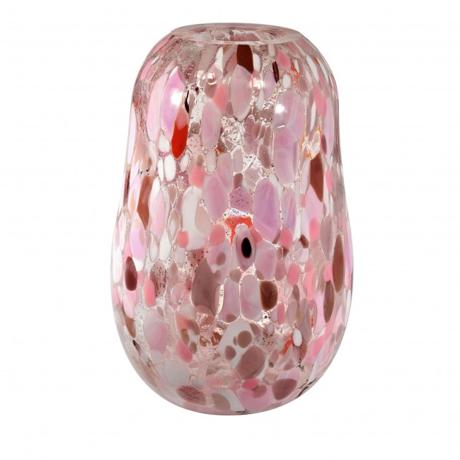 Murano Glam Baco Mottled 핑크 & 실버 화병 꽃병 13480
