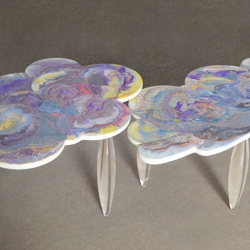 Cupioli 퍼플 Clouds Set of 2 사이드 테이블 11434