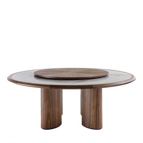 Durame Diamante Round Canaletto & 카라라 마블 테이블 with Lazy Susan 11170