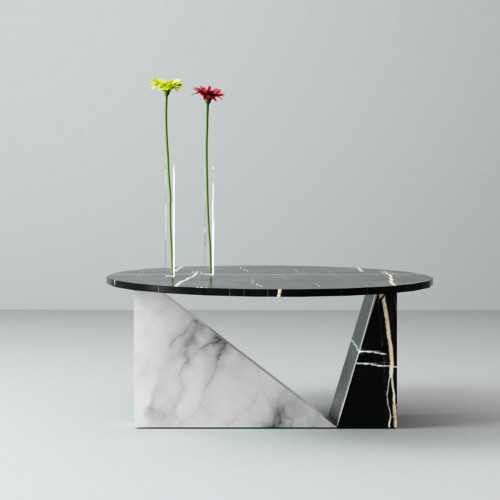 Dimarmo Dieus 테이블 in 화이트 Carrara and Sahara Noir Marbles by sid&sign 08872