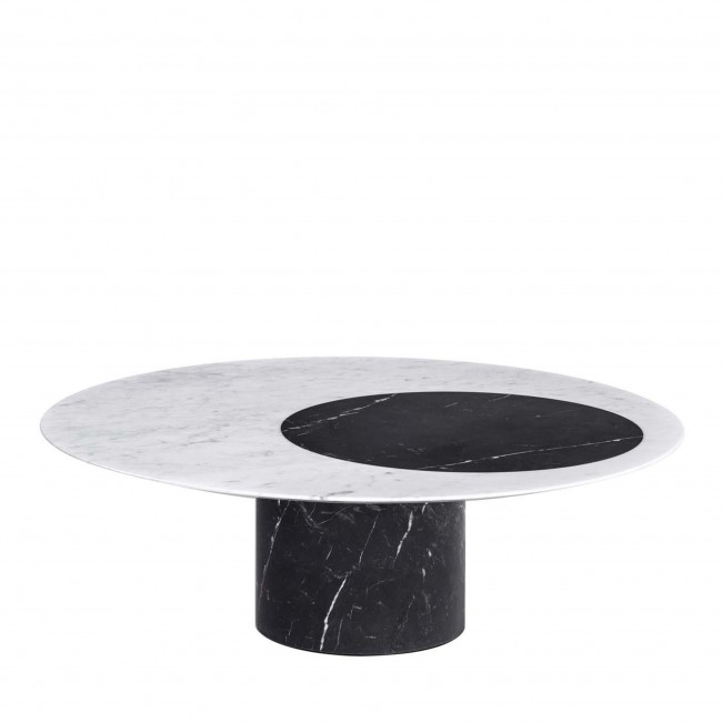 살바토리 Proiezioni Round 블랙 and 화이트 마블 커피 테이블 by 엘리사 Ossino 08628