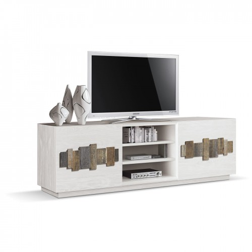 Epocart 2-Door Ash TV Stand with Old Wooden i_n_s_e_r_ts 08267