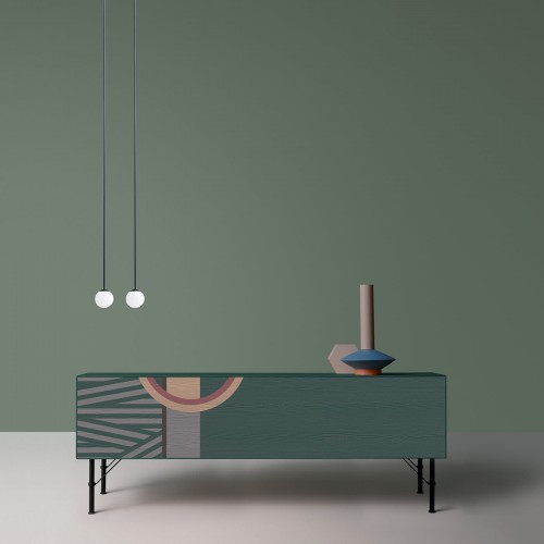 Icons Design Milano Oblique 3-Door 포레스트-그린 사이드BOARD 08152
