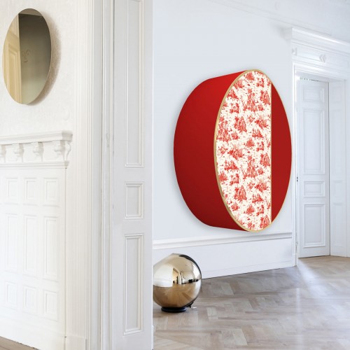 Monica Gasperini Chinese Red Toile-de-Jouy Wall Cabinet 06535