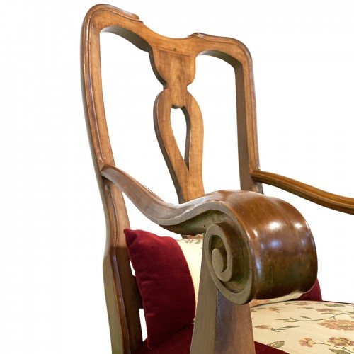 Marila Zanella Classic-Style 버건디 암체어 팔걸이 의자 04557
