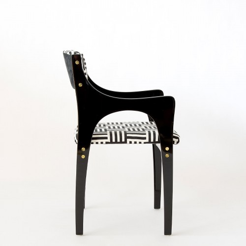 Extroverso Lola 50s-Inspired 블랙 & 화이트 체어 의자 With 암스 04168
