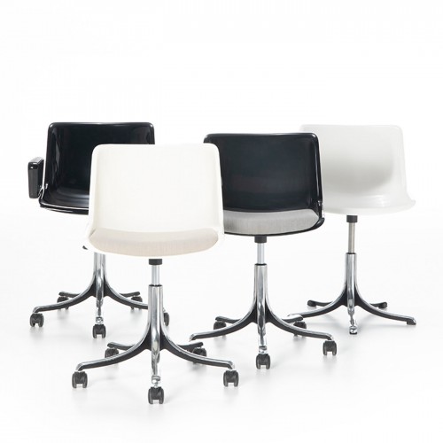 테크노 Spa Modus 화이트 체어 의자 with Gray Seat 쿠션 by Centro Progetti 01868