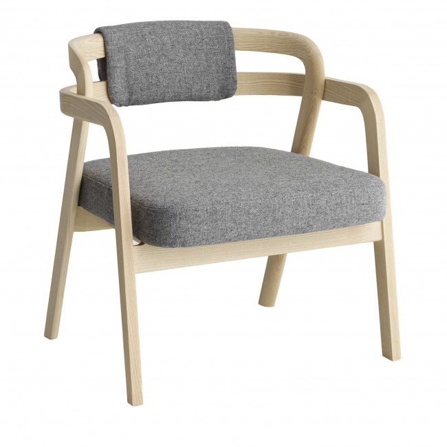 Passoni Design Genea Lazy 네추럴 애쉬 라운지체어 with Gray Upholstered Seat and Back 01774