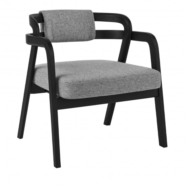 Passoni Design Genea Lazy 블랙 애쉬 라운지체어 with Gray Upholstered Seat and Back 01773