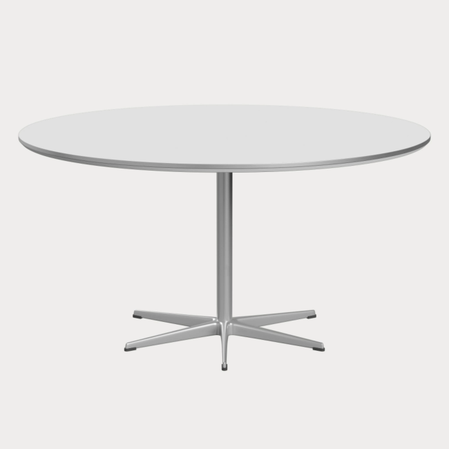 프리츠한센 서큘러 테이블 A826 (145cm) - 화이트 스탠다드 라미네이트 새틴 알루미늄 엣지 실버 그레이 베이스 00958