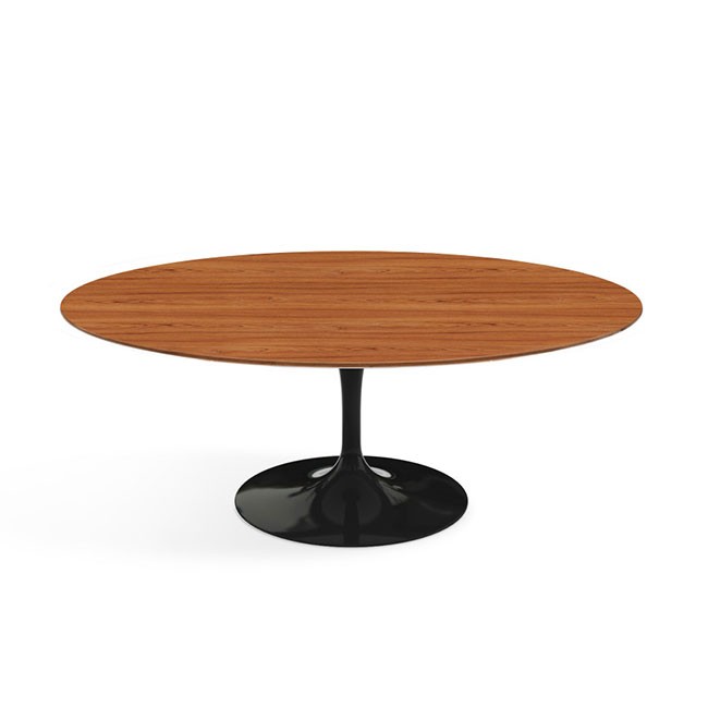 놀 사리넨 커피 테이블 (107x70 타원형) - 블랙 베이스 & 티크 00488