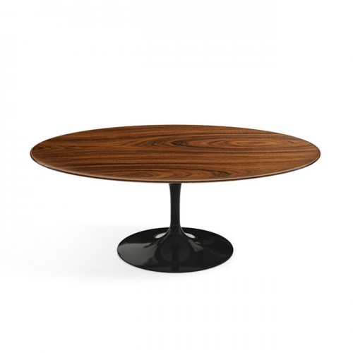 놀 사리넨 커피 테이블 (107x70 타원형) - 블랙 베이스 & 로즈우드 00487