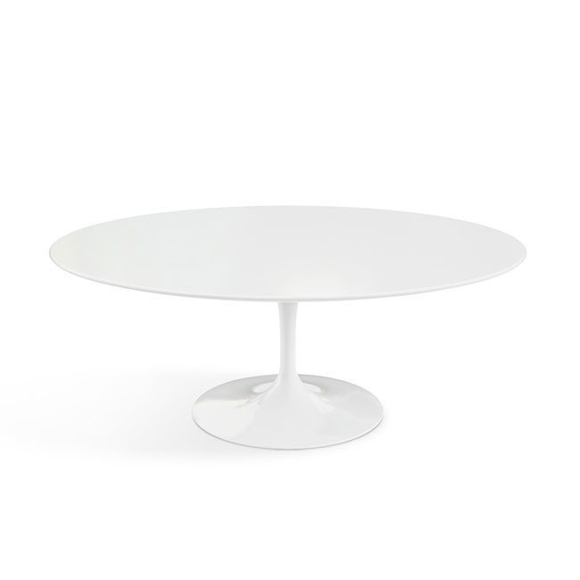 놀 사리넨 커피 테이블 (107x70 타원형) - 화이트 베이스 & 라미네이트 00486