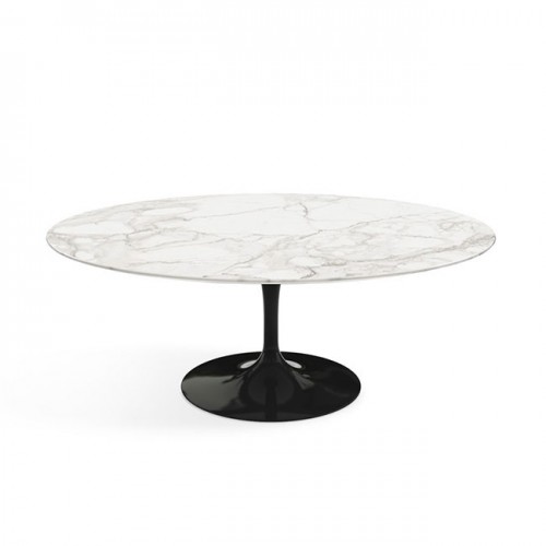 놀 사리넨 커피 테이블 (107x70 타원형) - 블랙 베이스 & 칼라카타 마블 (무광) 00468