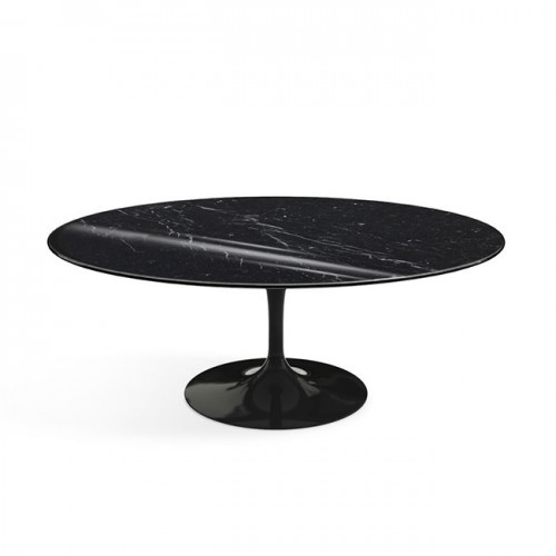 놀 사리넨 커피 테이블 (107x70 타원형) - 블랙 베이스 & 네로 마르퀴나 마블 (유광) 00460