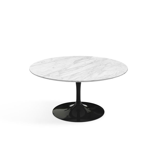 놀 사리넨 커피 테이블 (91 라운드) - 블랙 베이스 & 칼라카타 마블 (무광) 00458