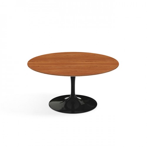 놀 사리넨 커피 테이블 (91 라운드) - 블랙 베이스 & 티크 00456