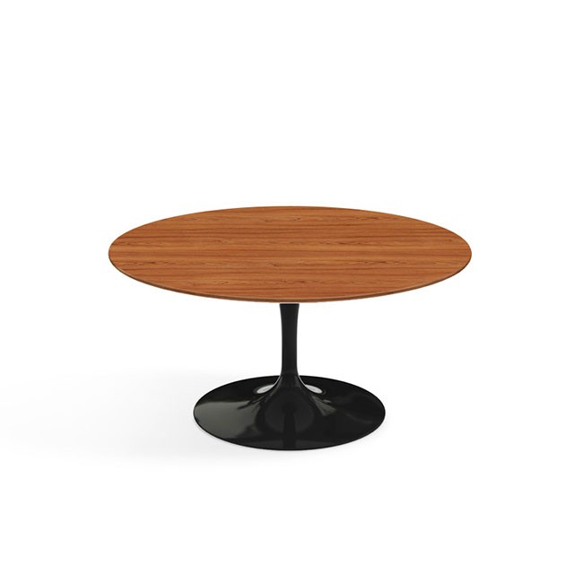 놀 사리넨 커피 테이블 (91 라운드) - 블랙 베이스 & 티크 00456