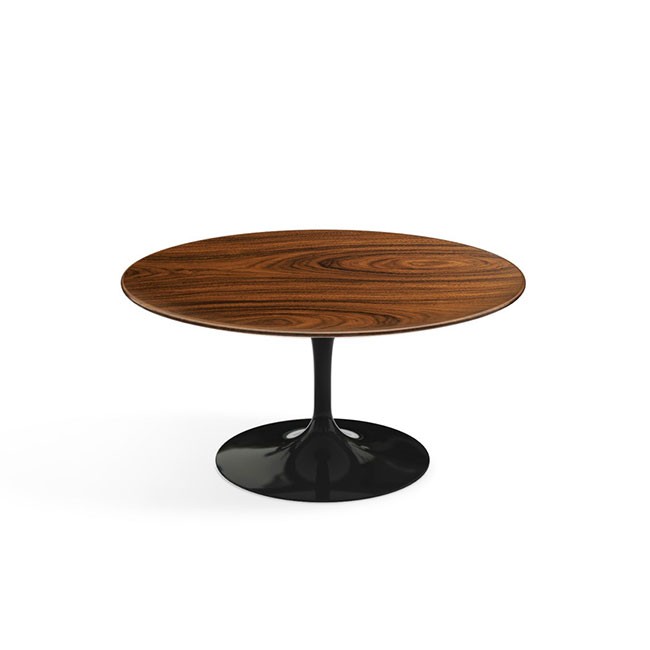 놀 사리넨 커피 테이블 (91 라운드) - 블랙 베이스 & 로즈우드 00455