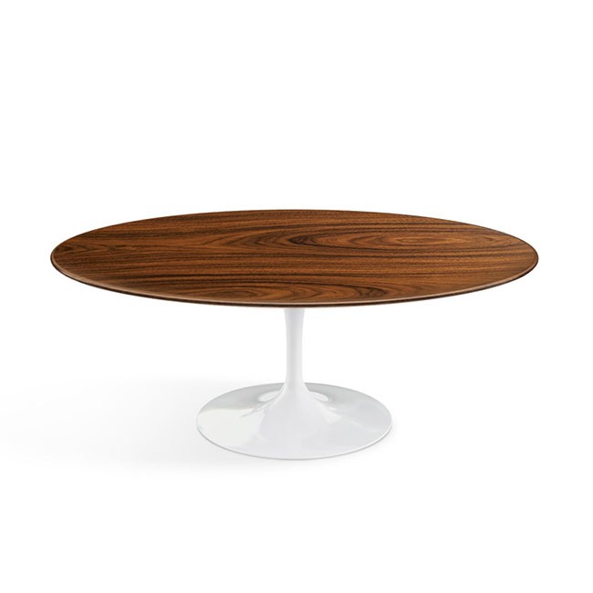 놀 사리넨 커피 테이블 (107x70 타원형) - 화이트 베이스 & 로즈우드 00439