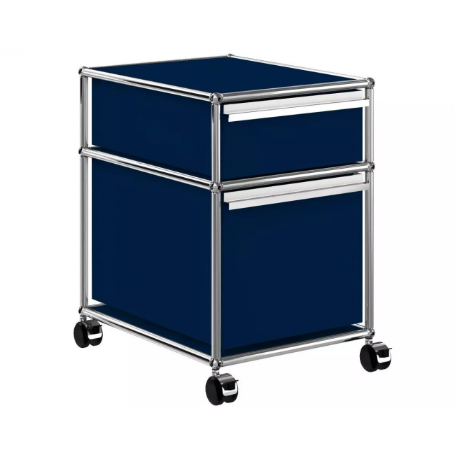 유에스엠 할러 1x2 컨테이너 위드 휠 잠금가능 (2-drawer W42 x H61) - 스틸 블루 04352
