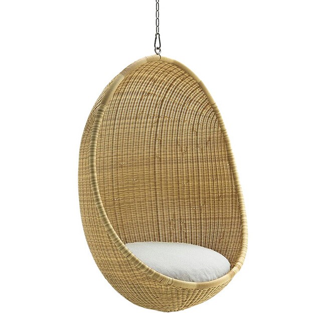 Sika Design Hanging 에그 엑스테리어 체어 의자 네츄럴 - 화이트 쿠션 21556